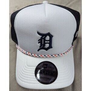 Detroit Tigers MLB New Era Adult White 9Forty Court Trucker Adjustable Rope Hat